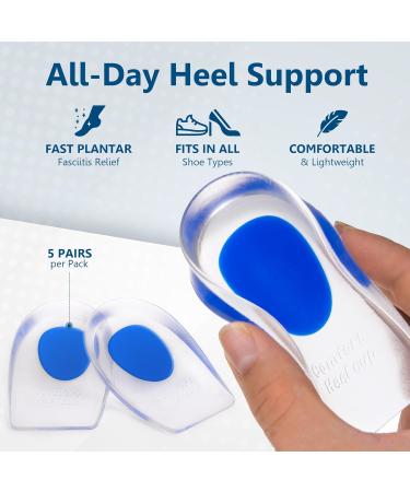 Sulpo Gel Heel Cushions - 5 Pairs for Heel Spur Relief | Silicone Insole Inserts for Men & Women | Comfortable Shoe Protection Size 40-46 - Buy Online on GoSupps.com