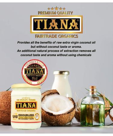 TIANA Fairtrade Organic Virgin Coconut Oil Odourless Cooking Butter 500ml - Buy Online on GoSupps.com