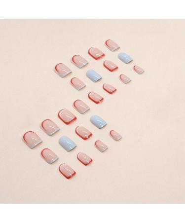Shop Mrcuvaryas Press On Nails - Square Bunt French Fake Nails Full Cover 24 Colorful Acrylic Sets with Nail Glue for Women - Buy Online on GoSupps.com