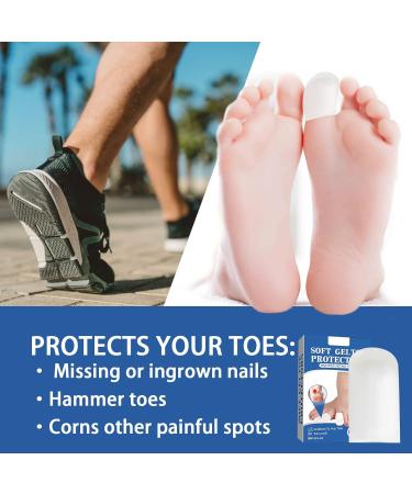 6-Pack Soft Gel Toe Caps Protectors for Men & Women - Toe Sleeves for Corns, Blisters, Hair Sticking - Flexible Cushions - White One Size - Buy Online on GoSupps.com