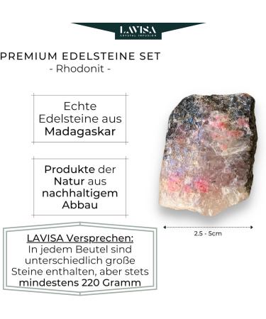 Buy Lavisa Premium Healing Stones Set - 100% Natural Gemstones for Water Treatment & Decoration | Rhodonite Gem Water Mixture - Buy Online on GoSupps.com
