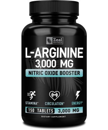 L Arginine 3000mg (150 Tablets | 1000mg) Maximum Dose L-Arginine Nitric Oxide Supplement for Supporting Muscle Growth, Vascular Function and Energy - L Arginine 1000mg Capsules, Nitric Oxide Booster