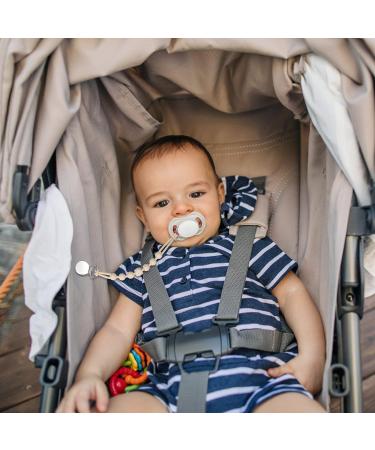 LORUIBUI Pacifier Clips for Boys - Silicone Paci Clip Set for Teething Relief - 2 Pack Beige+Grey - Baby Shower or Birthday Gift - Buy Online on GoSupps.com