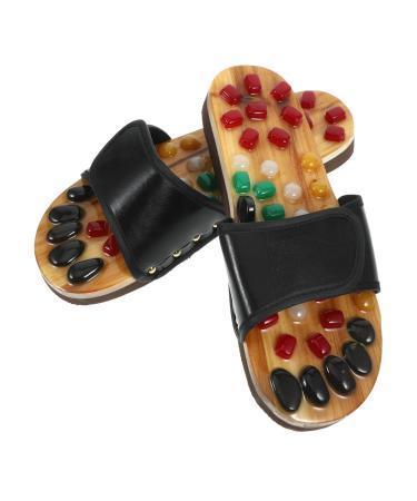 Healeved Slipper for with relaxed black massage device neuropathy massage arches Jade sandals women plantar relief feet massage devices - cobblestone slippers hatche acupuncture points black 43-44