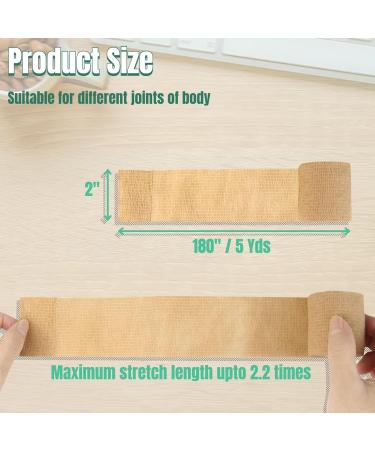 12 Pack Self Adhesive Bandage Wrap - 2x5 Yards Elastic Adhesive Bandages for Medical, Sports, Vet, Horse & Dog - Beige - Buy Online on GoSupps.com