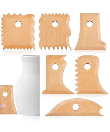 7 Pieces Pottery Tools Pottery Foot Shaper Tools Pottery Trimming Tools Pottery Profile Rib Bundle Foot Shaper for Pottery Ceramics for Carving Clay Molds Clay Ceramics  Beech Wood  Stylish Style