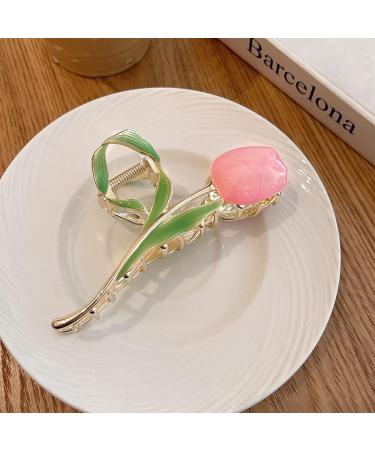Large Metal Tulip & Lily Hair Clips - 2PCS | Women's Nonslip Flower Claw for Thick, Curly, and Long Hair - Buy Online on GoSupps.com