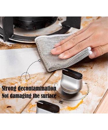 Realisticm Double Stainless Steel Scrubber Graceiful Double Stainless Steel Scrubber Double Sided Silver Wire Dishcloth for Pans Dishes Stove (5PCS) - Buy Online on GoSupps.com