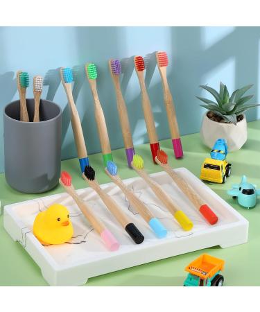 24 Pcs Kids Bamboo Toothbrushes | Soft Bristle | BPA Free | Wooden Travel Toothbrushes for Children | Oral Dental Care | Individually Wrapped - Buy Online on GoSupps.com