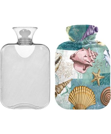 Premium 1L Hot Water Bottle with Cover - Pain Relief & Versatile Warm/Cool Compress | Mussels Corals & Naval Nests - Buy Online on GoSupps.com