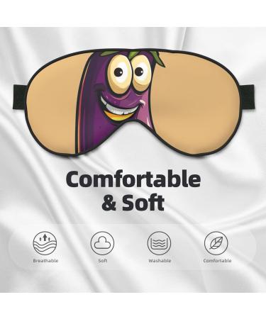 Cartoon Eggplant Soft Sleeping Mask Women Breathable Eye Band Perfect for Travel and Relaxation - Buy Online on GoSupps.com