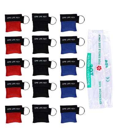 Molbory ventilation mask: 15 pieces of ventilation with a carabiner mask key trailer with check valve ventilation towel key trailer breathe barrier pocket mask for training