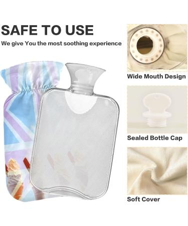 NAANLE Heat Bottle with Ice Cream Design 2L British Flag Hot Water Bottle for Pain Relief & Cold Therapy Large Transparent Warm Steward for Bed Hands & Feet - Buy Online on GoSupps.com