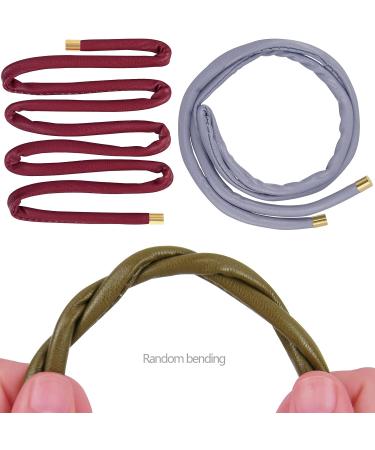 3Pcs Leather Hair Ties Ponytail Holders - Red Brown Grey | French Hairstyle Wraps - Buy Online on GoSupps.com
