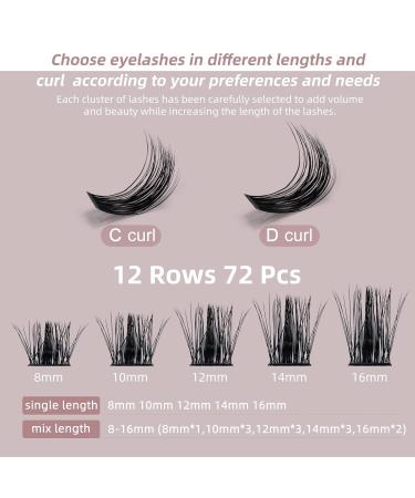 Buy 03-C 14mm Individual Eyelash Segments - Natural Curl DIY Extensions for Makeup | International Shipping - Buy Online on GoSupps.com