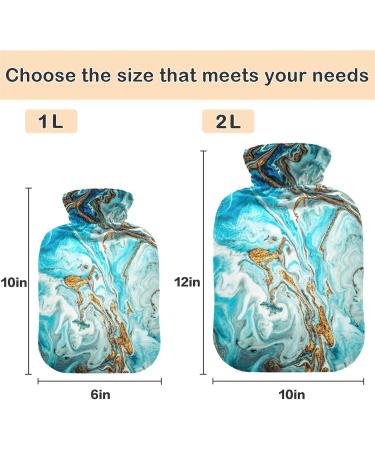 NAANLE Blue Ocean Marble Hot Water Bottle with Cover | 2L Heat Bottle for Pain Relief & Warmth - Perfect for Back Hand Foot & Neck Therapy - Buy Online on GoSupps.com