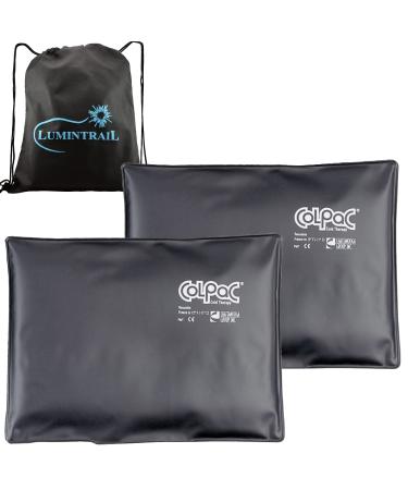 Chattanooga ColPac Reusable Gel Ice Pack for Cold Therapy Standard Size 2 Pack Bundle Black Polyurethane with a Lumintrail Drawstring Bag