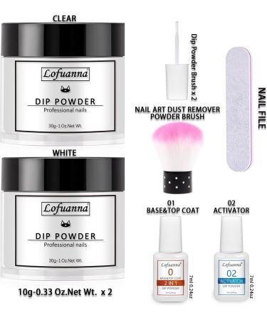 Lofuanna Dip Powder Nail Kit - Clear & White Dipping Powder Starter Set with 2-in-1 Base & Top Coat - Activator Included, No UV/LED Needed - Easy to Apply Nail Art Manicure Set for Beginners - Buy Online on GoSupps.com