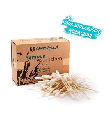 Chinchilla Bamboo Cotton Swabs - 200 Biodegradable Compostable Vegan & Sustainable | Eco-Friendly eCommerce - Buy Online on GoSupps.com