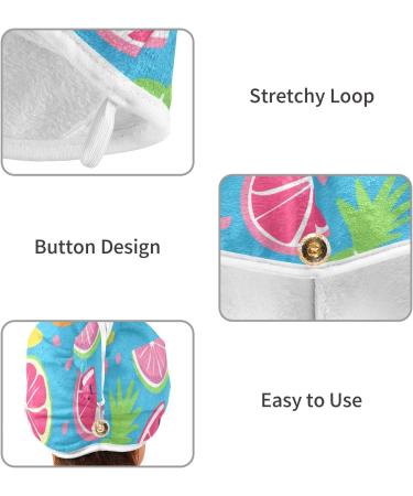 Rainbow Fruit Blue Hair Towel 2 Pack | Super Absorbent Quick Dry Hair Turbans for Women & Girls - Buy Online on GoSupps.com