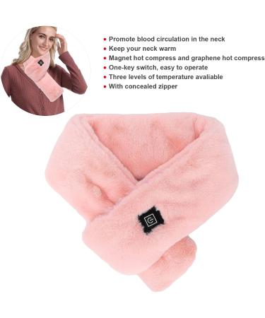 Wooxgehm Heated Scarf | Removable USB Heating Adjustable Neck Scarf - 3 Temperature Plush Scarf for Blood Circulation - Pink - Buy Online on GoSupps.com