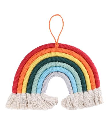 ABOOFAN 1pc Rainbow Rope Pendants Rainbow Tapestry Wall Hangings Office Decore Bohemia Cotton Rope Color 1 28X27CM