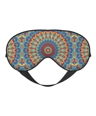 Round Mandala Sleep Mask Adjustable Double -Sided Eye Mask Soft Sleeping Eye Covers for Sleeping Perfect Shading Reduce Eye Edema