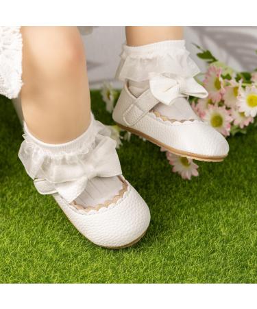 CENCIRILY Baby Girl Mary Jane Shoes | Anti-Slip Soft Sole Princess Wedding Flats | 12-18 Months | White - Buy Online on GoSupps.com