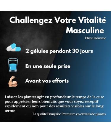 Powerful Stimulant for Men | Vitality Energy Endurance | Ashwagandha Organic Maca Red Ginseng Tribulus Terrestris Fenugreek | 60 Capsules | 100% Natural Made in France - Buy Online on GoSupps.com