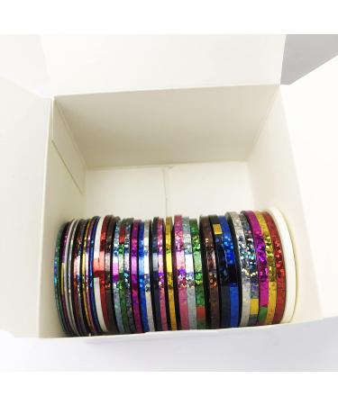Nail Art Striping Tape Kit - 35 pcs for DIY Nail Design - Silver, Holographic, Chrome - 1mm 2mm 3mm Lines - Case Included - Buy Online on GoSupps.com