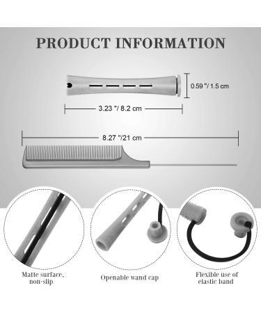 48-Piece Gray Hair Perm Rods Set with Steel Rat Tail Comb - Hairdressing Styling Tools (0.59 Inch) - Buy Online on GoSupps.com