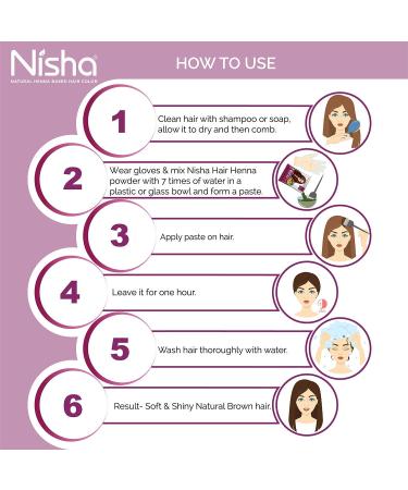 Nisha Natural Brown Hair Color Dye - Ammonia-Free Henna Powder (Pack of 10 15g) - International Shipping Available - Buy Online on GoSupps.com
