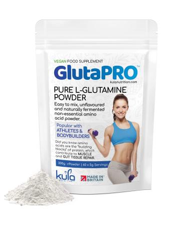 GlutaPRO - Pure L Glutamine Powder - Unflavoured and Naturally Fermented - Non Essential Amino Acid for Muscle Growth - Repair Leaky Gut Tissue and Support Digestive Health - 300g 300 g (Pack of 1)