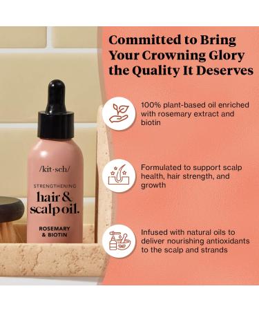 Kitsch Rosemary Oil for Hair Growth - Biotin-Infused Pre-Wash Scalp & Hair Treatment Nourishing & Volumizing Eco-Friendly 60 mL - Buy Online on GoSupps.com