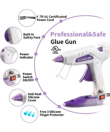 Covacure Kids Hot Glue Gun Kit with 40 Glue Sticks - Fast Heating & Drip Proof for Arts, Crafts, DIY - Includes Finger Protectors & Base Stand - Buy Online on GoSupps.com