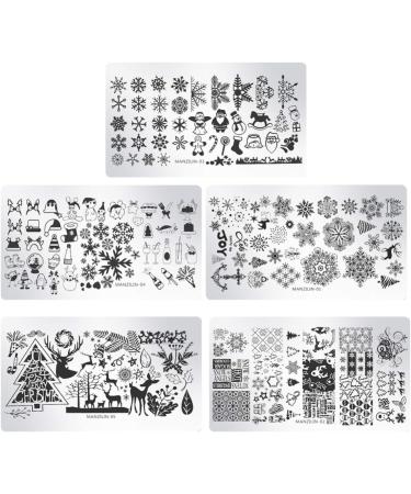 Uonlytech Christmas Nail Art Stamp Plates - 5pcs DIY Stencils for Perfect Manicure | Festive Nail Polish Stickers for Women - Buy Online on GoSupps.com