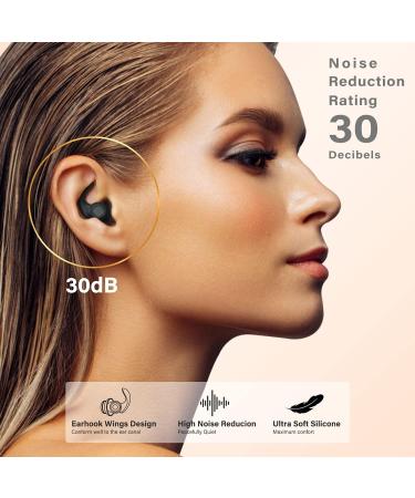 Sleep Noise Cancelling Earplugs 30dB, 2 Pairs Silicone Reusable Ear Plugs - Sound Blocking for Side Sleepers, Snoring, Construction, Travel - Carbon Black - Buy Online on GoSupps.com