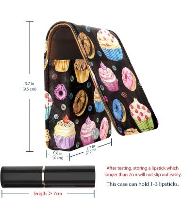 Buy Cartoon Cupcake Leather Lipstick Case Organizer with Mirror - Mini Lip Gloss Holder for International Shipping - Buy Online on GoSupps.com