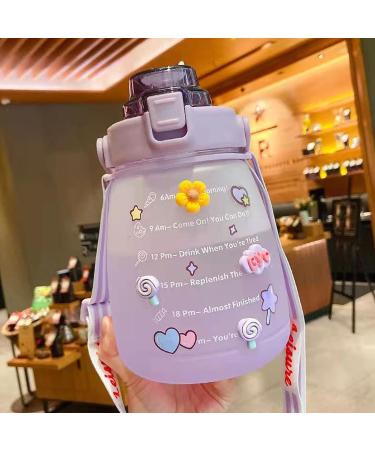 BOQQ Glitz Big Belly Bottle 1.4l | Purple Water Bottle with Times, Straw, Shoulder Strap & 3D Stickers - Buy Online on GoSupps.com