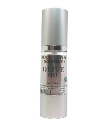 Olive Oil 1oz. 100% Pure Organic Moistening Oil for Skin and Hair in a Travel Size Airless Pump Bottle. All-Natural Anti-Aging Oil to fight skin blemishes & aging skin lines. (1oz Olive Oil)