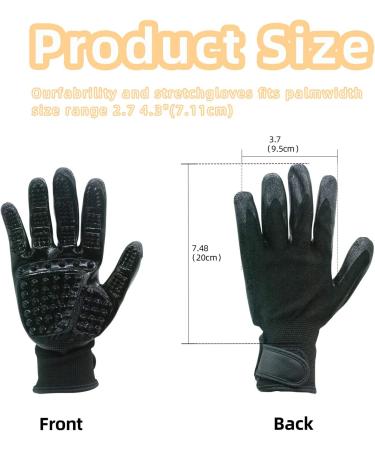 Happy Fox Pet Grooming Gloves - Massage Brush Gloves for Cats Dogs Horses - Depilation Comb & Massage Pet Artifact - Black - Buy Online on GoSupps.com