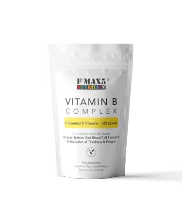 Vitamin B Complex 120 Tablets (4 Month Supply) - Contains All Eight B Vitamins in 1 Tablet Vitamins B1 B2 B3 B5 B6 B12 Biotin & Folic Acid by Fmax5 Supplements