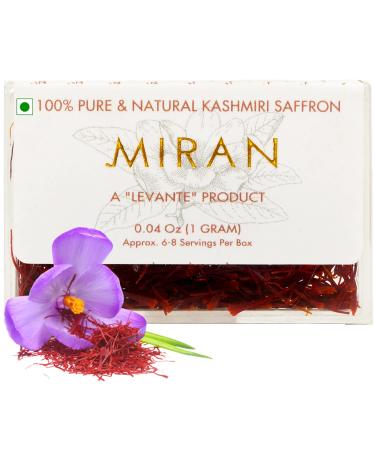 MIRAN Original Kashmir Saffron Threads 1g (0.03Oz), Superior Kashmiri High Morga Grade Saffron Threads | Rich Color & Aroma Indian Saffron Spice For Cooking, Beauty, Health | Kesar/Azafran (1 Pack) Pack of 1