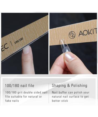 Aokitec 4-in-1 Fake Nail Tips Gel Kit with UV LED Lamp - 504 Coffin Nails, Glue, Clipper, File | Nail Art DIY Set - Buy Online on GoSupps.com