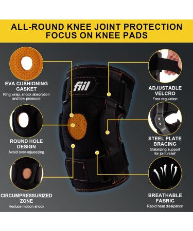 Adjustable Hinged Knee Brace for Meniscus Tear - Decompression Support with Removable Stabilizers & Gel Pads - Arthritis & Tendinitis Pain Relief for All Sizes - Medium Black - Buy Online on GoSupps.com