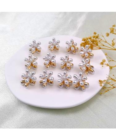 12Pcs Mini Pearl Flower Hair Clips - White Hair Claw Barrettes for Women & Girls | Wedding, Birthday Party Favor - Buy Online on GoSupps.com