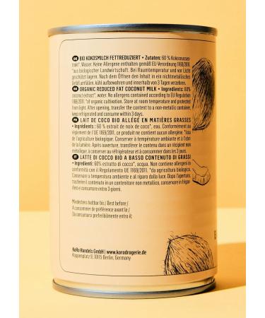 Buy KoRo Reduced Fat Organic Coconut Milk - 12 x 400 ml | International Shipping Available - Buy Online on GoSupps.com