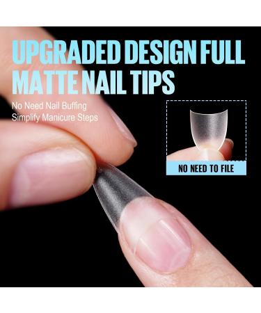 TOMICCA Short Almond Nail Tips - 360pcs Full Matte Half Cover Nails for Acrylic & Gel Extensions | DIY Nail Art Kits | 12 Sizes with Box - Buy Online on GoSupps.com