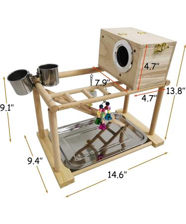 Kathson Parrots Playground Bird Playstand with Nest Box, Perch, Toys - Ideal for Conure, Cockatiel, Lovebirds - Birdcage Gym Playpen - Buy Online on GoSupps.com