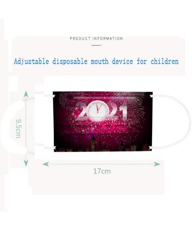 Countdown 2021 Happy New Years Print Adult Disposable Christmas Facemask 3Ply Breathable Cloth Face_Masks 50PCS - Buy Online on GoSupps.com
